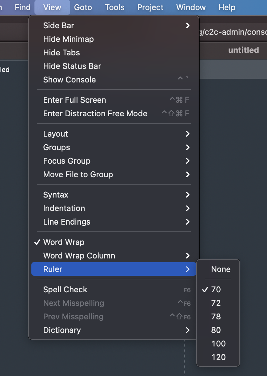 Set Ruler in Sublime Text
